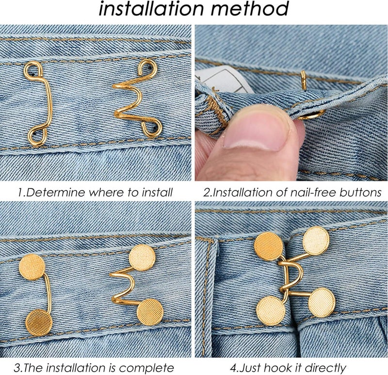 TGOPIT زر خصر البنطلون TGOPIT 4 قطع للجينز قابل للتعديل وقابل للفك دبابيس زر الجينز القابلة للإزالة والقابلة لإعادة الاستخدام زر فوري بدون خياطة للبنطلونات والحقائب والتنانير - Image 2