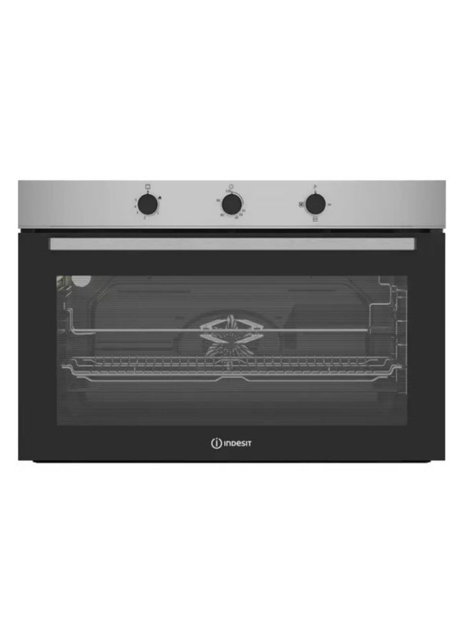 Indesit Built-In Gas Oven 90cm with Gas Grill Dual Cooling Fans Stainless Steel & Black 5 IBWHT12106XS Stainless Steel