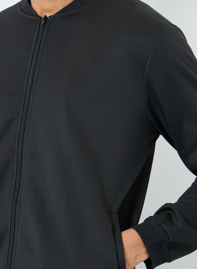 Take Two Take Two Men Black Number Print Zip-Up Bomber Jacket