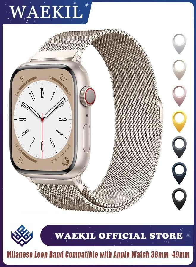 وايكيل سوار ميلانو معدني مغناطيسي قابل للتعديل بسوار ساعة Apple Watch 38-49 مم، متوافق مع iWatch سلسلة 1-10 وUltra وSE، تصميم أصلي للنساء والرجال للاستخدام اليومي والهدايا - Image 1