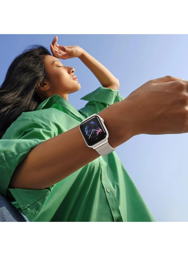 وايكيل سوار ميلانو معدني مغناطيسي قابل للتعديل بسوار ساعة Apple Watch 38-49 مم، متوافق مع iWatch سلسلة 1-10 وUltra وSE، تصميم أصلي للنساء والرجال للاستخدام اليومي والهدايا - Image 5