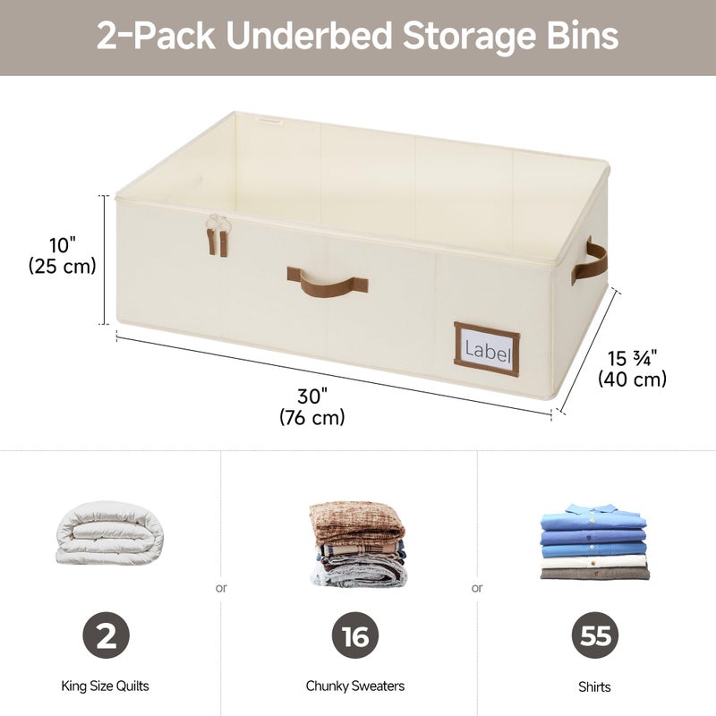 StorageWorks Under Bed Storage Bins, 10'' Underbed Storage Containers with Lid, 77L Clothes Organizer for Bedding, Blankets, Sweaters, Shoes, 2-Pack - Image 2