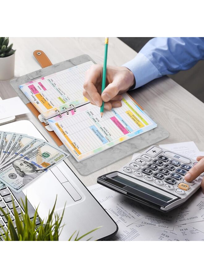 3 قطع من ورق إعادة التعبئة، ورق شهري مفكوك، ورق أسبوعي مسطر، جدول ميزانية المصروفات بستة فتحات، 82 ورقة، ورق مسطر A6، تقويم، مذكرات، إعادة تعبئة لمخطط A6، مجلد - Image 5