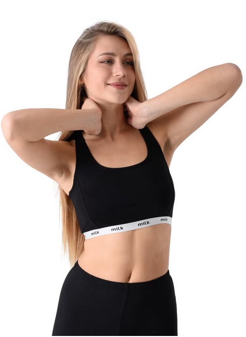Women Soft Non Padded Bra (Crossback) Black