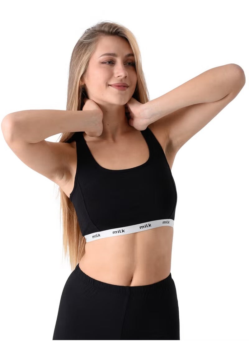 Milk - Women Soft Non Padded Bra (Crossback) Black - Image 1