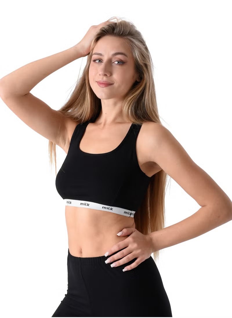 Milk - Women Soft Non Padded Bra (Crossback) Black - Image 1