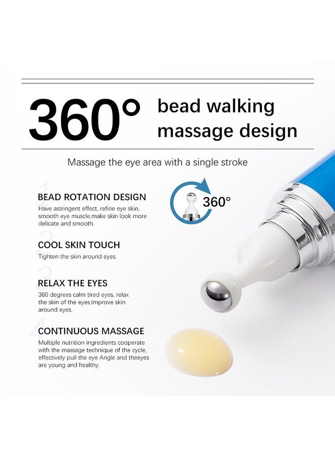 بامينفي مصل العين بالكافيين 5% مع كرة دوارة للتدليك بزاوية 360 درجة، كريم العين بالكافيين للهالات السوداء والتجاعيد والانتفاخات والخطوط الدقيقة تحت كريم علاج أكياس العين للنساء والرجال - Image 5