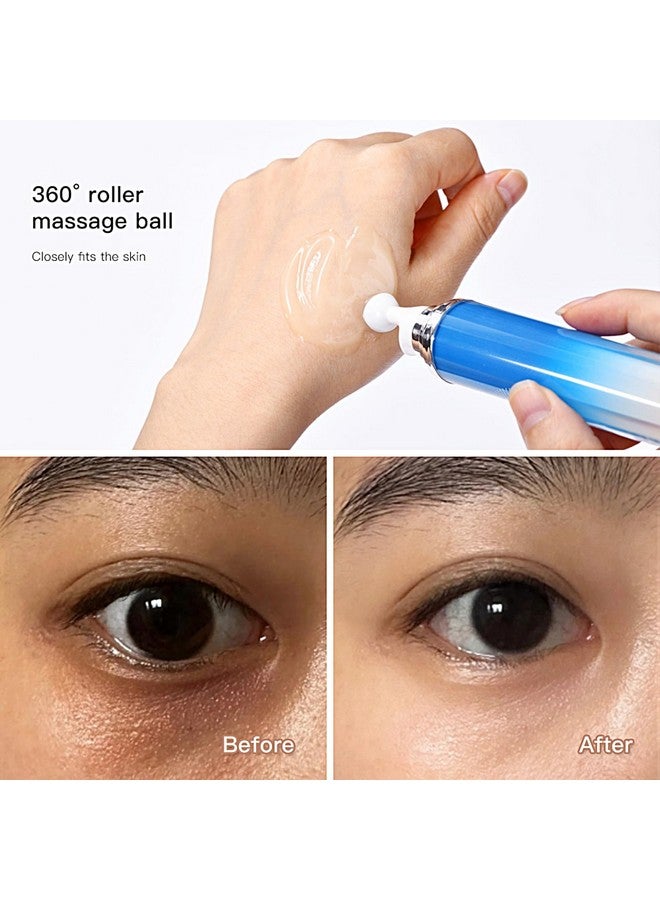 بامينفي مصل العين بالكافيين 5% مع كرة دوارة للتدليك بزاوية 360 درجة، كريم العين بالكافيين للهالات السوداء والتجاعيد والانتفاخات والخطوط الدقيقة تحت كريم علاج أكياس العين للنساء والرجال - Image 4