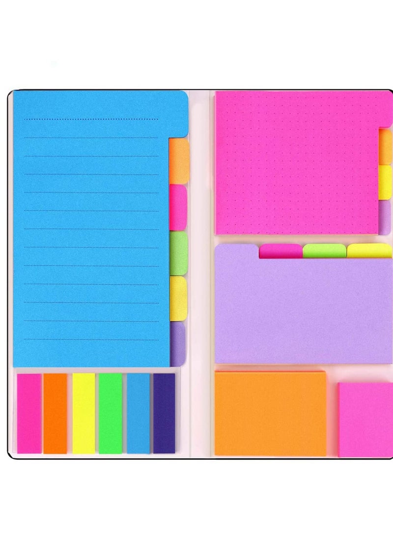 Y&D Sticky Notes Set with Bookmark Index for Planner Bullet Journaling Notebook Textbook Calendar, 60 Ruled, 40 Dotted, Blank, Orange and Pink, 25 per Color  - Image 1