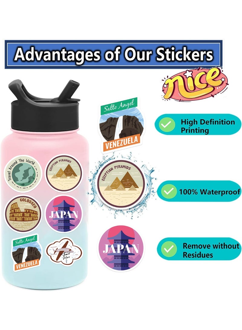 ملصقات السفر العالمية، 50 قطعة، ملصقات خريطة السفر المصنوعة من الفينيل المقاوم للماء، مناسبة لحقيبة السفر والدراجة والكمبيوتر المحمول وزجاجة المياه وتدوين أدوات السفر، ملصقات غير متكررة، طباعة عالية الدقة - Image 5