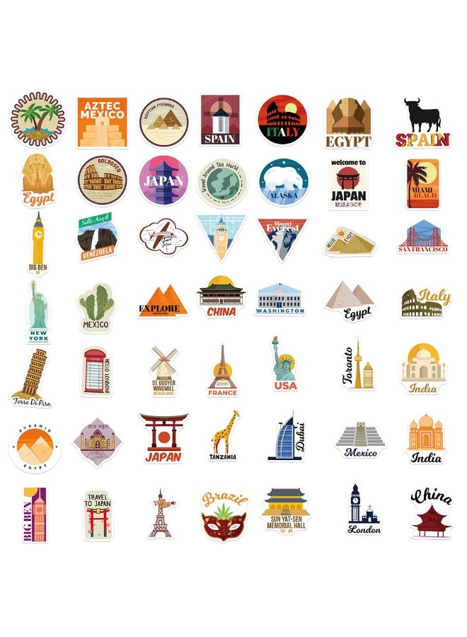 ملصقات السفر العالمية، 50 قطعة، ملصقات خريطة السفر المصنوعة من الفينيل المقاوم للماء، مناسبة لحقيبة السفر والدراجة والكمبيوتر المحمول وزجاجة المياه وتدوين أدوات السفر، ملصقات غير متكررة، طباعة عالية الدقة - Image 4