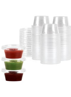 Generic A set of disposable plastic cups with lids for various sauces, consisting of 100 transparent pieces  - Image 1