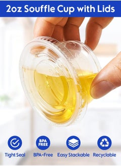 Generic A set of disposable plastic cups with lids for various sauces, consisting of 100 transparent pieces  - Image 2