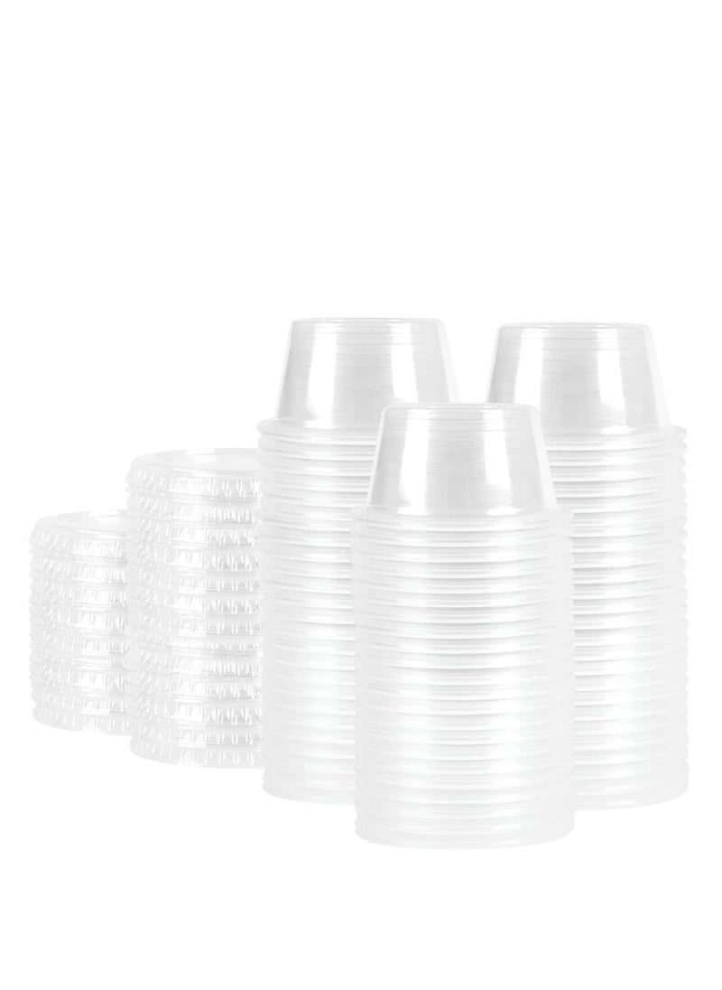 Generic - A set of disposable plastic cups with lids for various sauces, consisting of 100 transparent pieces - Image 1