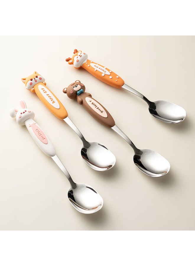 Onlycook Onlycook 316 Stainless Steel Children's Spoon Baby Food Feeding Spoon Cute Cartoon Soup Spoon Tableware - Little Rabbit - Image 2