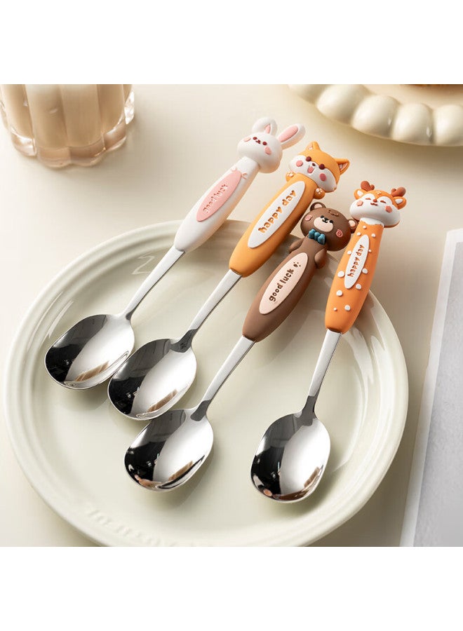 Onlycook Onlycook 316 Stainless Steel Children's Spoon Baby Food Feeding Spoon Cute Cartoon Soup Spoon Tableware - Little Rabbit - Image 1