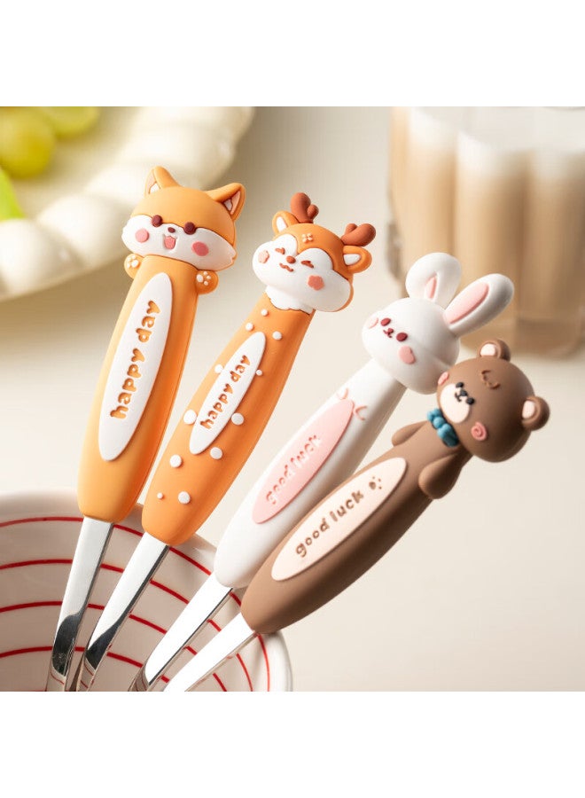 Onlycook Onlycook 316 Stainless Steel Children's Spoon Baby Food Feeding Spoon Cute Cartoon Soup Spoon Tableware - Little Rabbit - Image 4