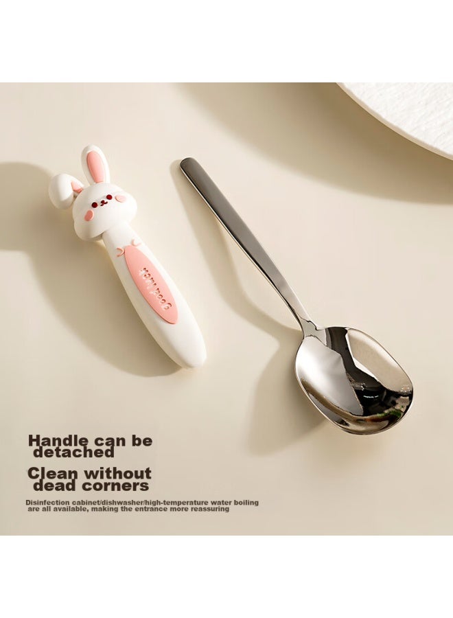 Onlycook Onlycook 316 Stainless Steel Children's Spoon Baby Food Feeding Spoon Cute Cartoon Soup Spoon Tableware - Little Rabbit - Image 3