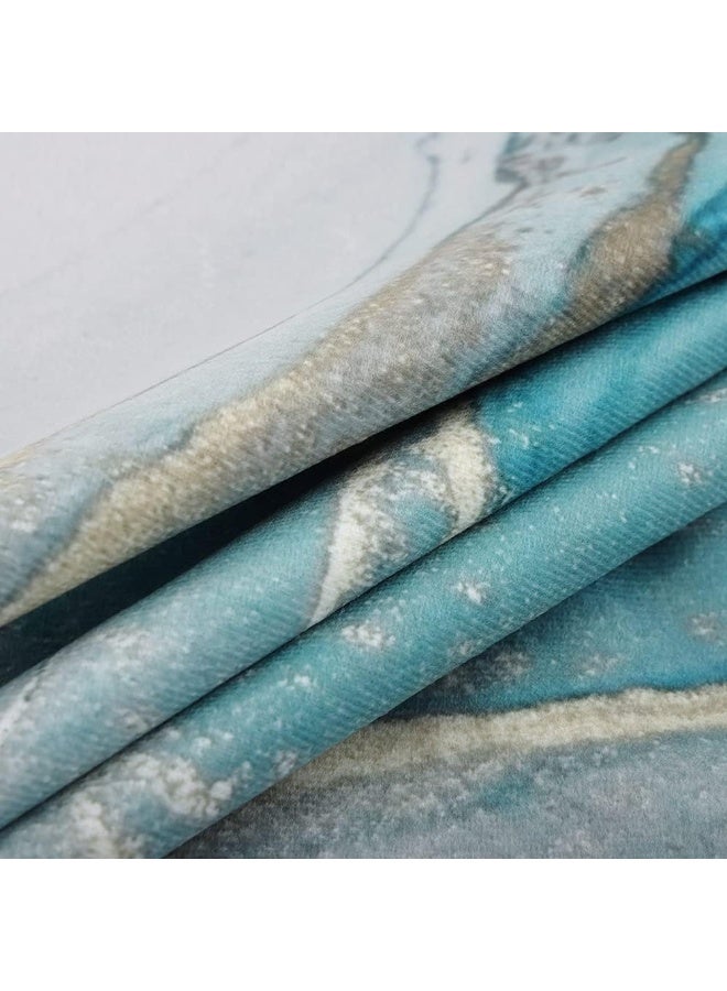 GALMAXS7 Marble Texture Turquoise and Gold Silver Decorative Throw Pillow Covers Luxury Abstract Fluid Art Ink Soft Velvet Pillow Case Square Cushion Covers for Couch Sofa 20 x 20 Inch Set of 4  - Image 5