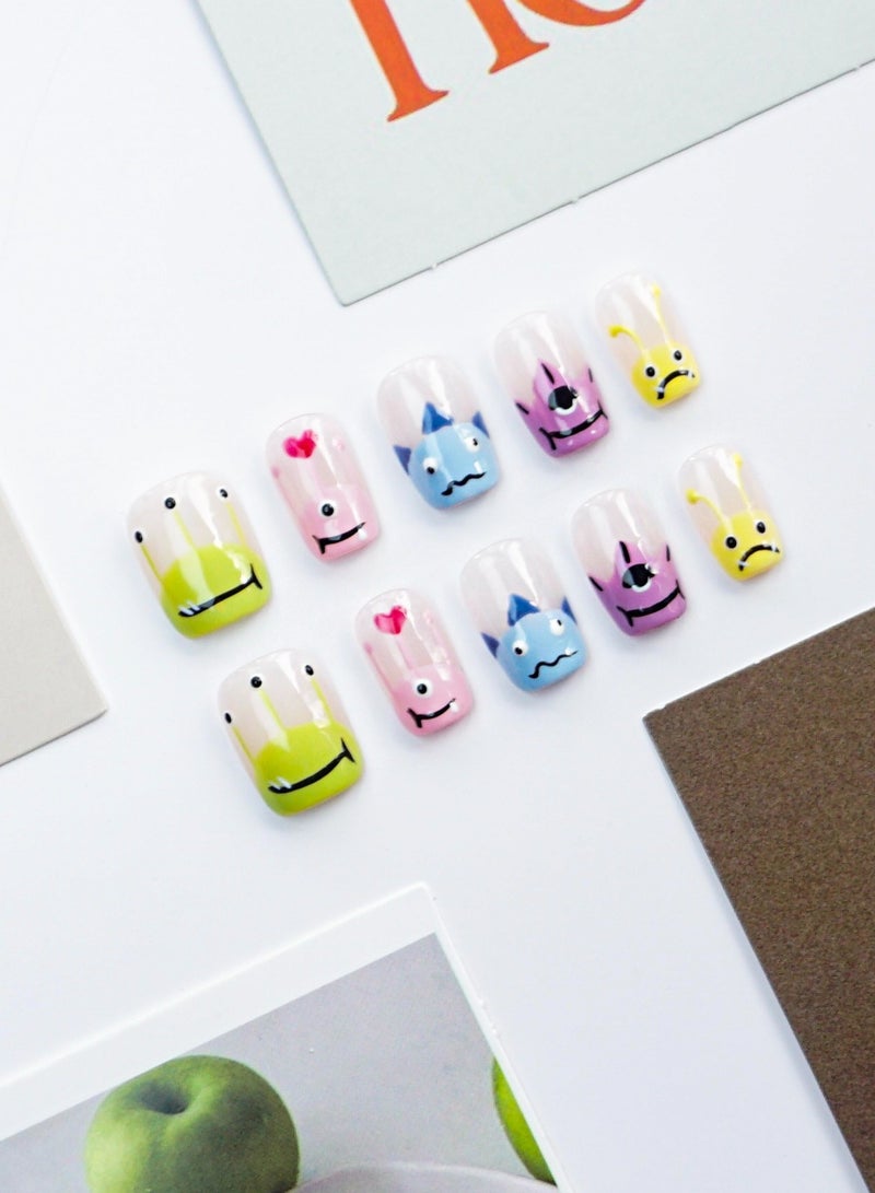 Artist Design/Monster Academy (Handmade)/Press On nails/Luxury Hand Painted/Medium Coffin/10 PCS/M Size - Image 2