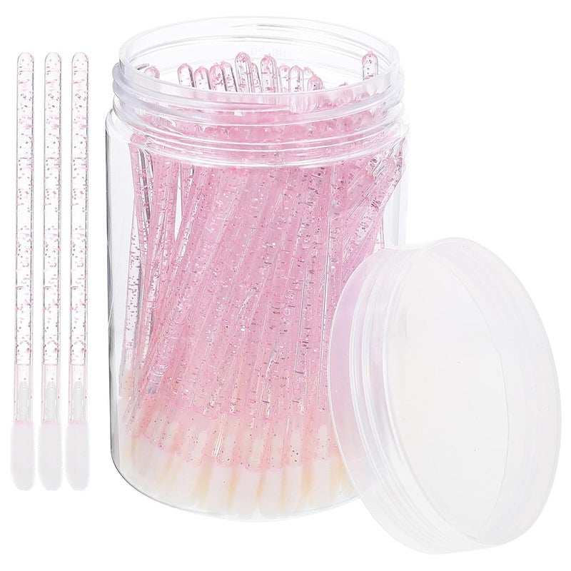Disposable Lipstick Lip Brush 100pcs Crystal Handle Portable Makeup Applicator for Lipstick and Lip Gloss, Non-stick Makeup Tool for Women and Teens - Image 1
