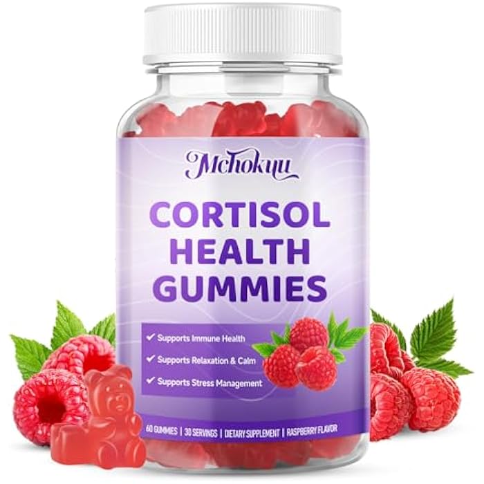 Mchokuu Cortisol Supplement Gummies for Women – Sugar Free Cortisol Gummies with Ashwagandha, Magnesium, L-Theanine, Rhodiola Rosea Supports for Daily Wellness - Vegan Raspberry Flavor, 60 Count - Image 1