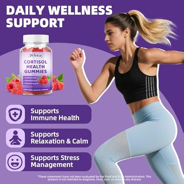 Mchokuu Cortisol Supplement Gummies for Women – Sugar Free Cortisol Gummies with Ashwagandha, Magnesium, L-Theanine, Rhodiola Rosea Supports for Daily Wellness - Vegan Raspberry Flavor, 60 Count - Image 4