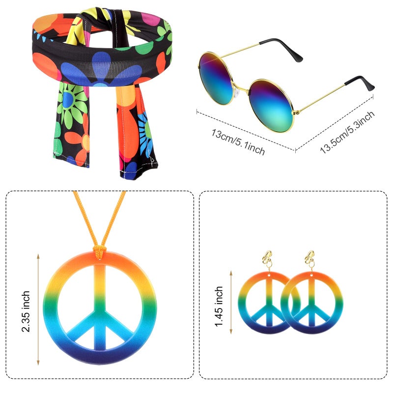 SATINIOR Halloween Hippie Costume Set Women 60s 70s Disco Outfits Party Dress Accessories for Adult(XL) - Image 3