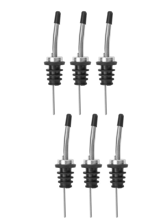 vigor path 6-Pack Premium Stainless Steel Classic Tapered Spout Bottle Pourers with Rubber Dust Caps - Ideal for Standard Sized Liquor, Wine, Coffee, Syrup, Vinegar, Snow Cone and Olive Oil Bottles - Image 1