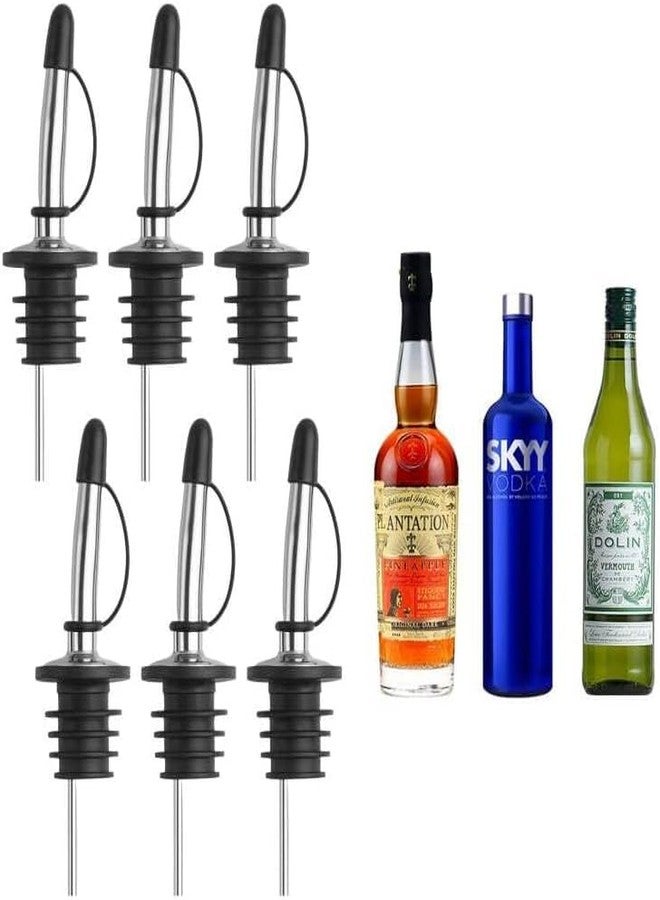 vigor path 6-Pack Premium Stainless Steel Classic Tapered Spout Bottle Pourers with Rubber Dust Caps - Ideal for Standard Sized Liquor, Wine, Coffee, Syrup, Vinegar, Snow Cone and Olive Oil Bottles - Image 3