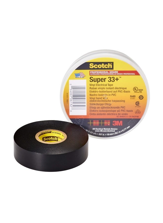 3M Scotch Super 33+ Vinyl Electrical Tape, 3/4 In X 66 Ft, Black  - Image 1