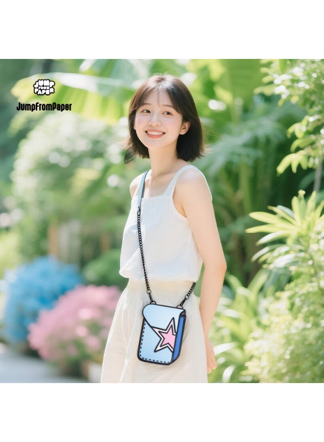 Jumpfrompaper Starry Sky Mini Phone Bag Vertical Shoulder Crossbody Bag For Women, Gift Handbag, Ice Blue