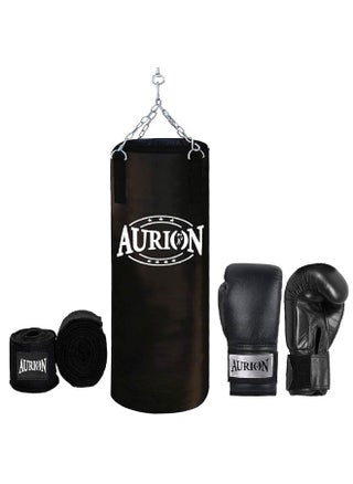 By 10 Club Black 5 Feet (60 Inches) Unfilled Synthetic Leather Boxing Punching Bag | One Pair Of Hand Wraps | One Pair Of 12 Oz Boxing Gloves | Hanging Chain | Kickboxing | Muay Thai |Taekwondo - pzsku/Z28A9389563498A6DCEE1Z/45/_/1736571070/175441bd-9561-4c64-9cb0-913b8a6849ee