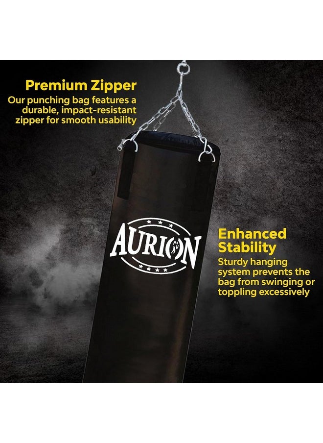 By 10 Club Black 5 Feet (60 Inches) Unfilled Synthetic Leather Boxing Punching Bag | One Pair Of Hand Wraps | One Pair Of 12 Oz Boxing Gloves | Hanging Chain | Kickboxing | Muay Thai |Taekwondo