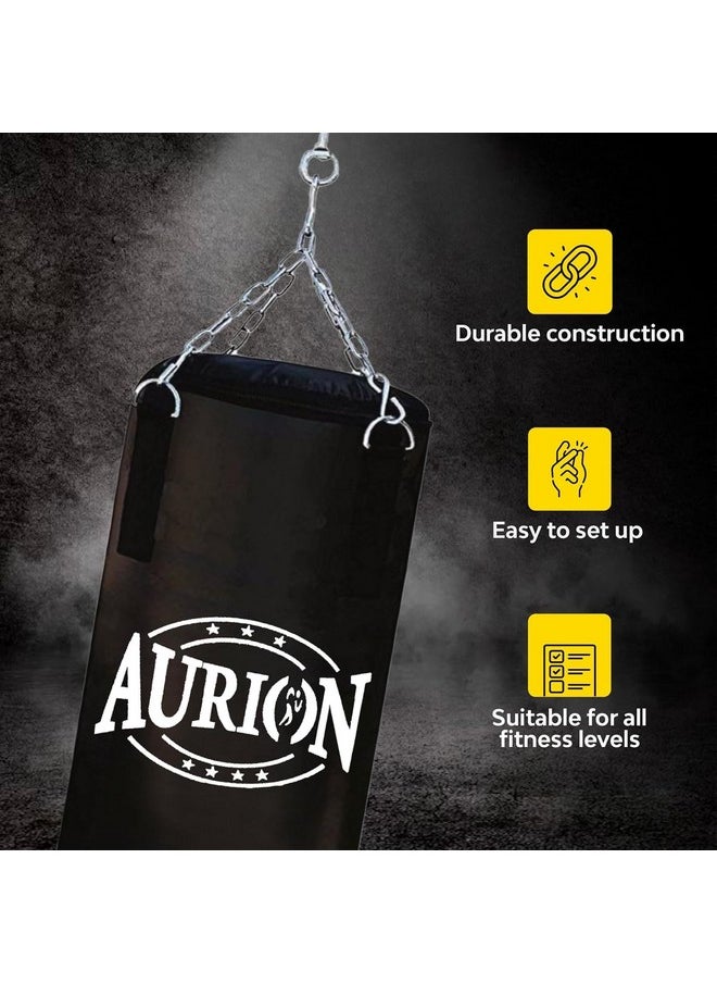 By 10 Club Black 5 Feet (60 Inches) Unfilled Synthetic Leather Boxing Punching Bag | One Pair Of Hand Wraps | One Pair Of 12 Oz Boxing Gloves | Hanging Chain | Kickboxing | Muay Thai |Taekwondo