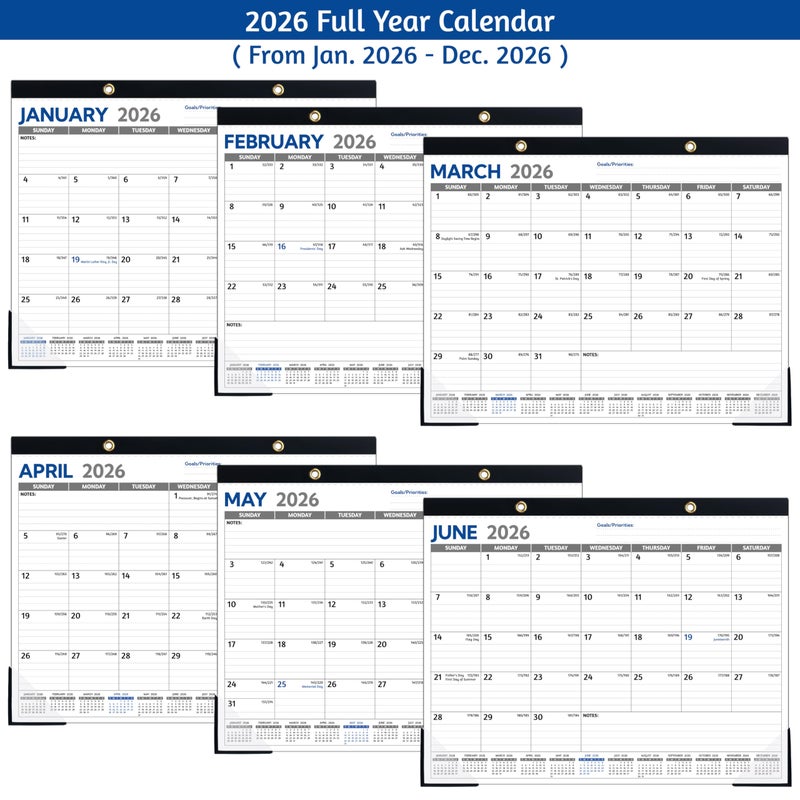 BowCuk 2026 Desk Calendar â€“ Jan 2026 â€“ Dec 2026, Large Desk Calendar 2026, 14.6â€™â€™ x 11.5â€™â€™, 2026 Desk/Wall Calendar with To-do Lists, Desk Pad, Ruled Blocks, Corner Protectors - Image 3
