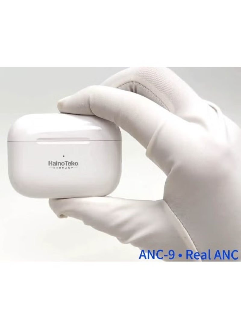 Haino Teko Bluetooth Earphones with Active Noise Cancellation, Enhanced Bass, Clear Microphone, and Touch Controls – White Wireless Earbuds for Music, Calls, and Comfort – Compatible with iPhones and iPads - Image 4