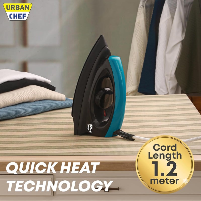 Urban Chef Ease Pro Iron Press 1 Year Warranty1000 Watt Iron Box Press Iron Electric IronDry IronIron for Clothes Press Light Weight NonStick Coated Heavy Sole Plate Black Blue - Image 5