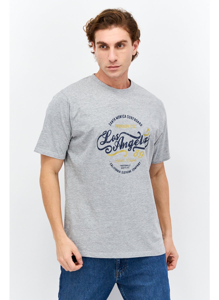 Threadbare Men Crew Neck Short Sleeves Graphic Printed T-Shirt, Grey  - Image 1