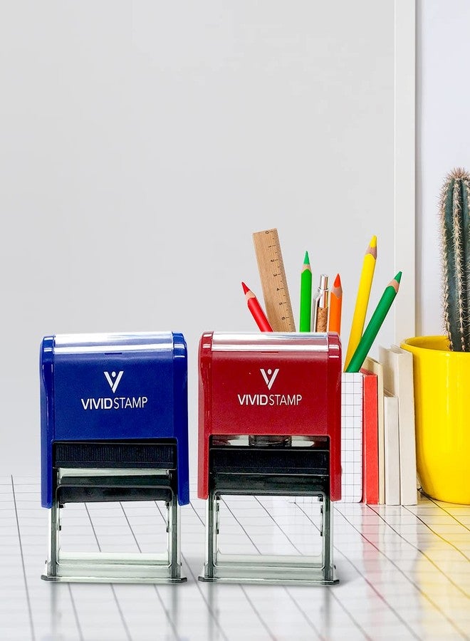 فيفيد ستامب ختم Vivid Stamp للدفع النقدي مع سطر التاريخ وختم Vivid Stamp للدفع مع سطر التاريخ ورقم الشيك، ختمان مطاطيان ذاتيان التحبير (عبوة من قطعتين) (حبر أزرق - أحمر) - Q-200 - Image 2