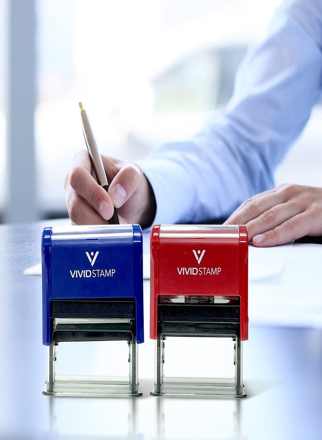 فيفيد ستامب ختم Vivid Stamp للدفع النقدي مع سطر التاريخ وختم Vivid Stamp للدفع مع سطر التاريخ ورقم الشيك، ختمان مطاطيان ذاتيان التحبير (عبوة من قطعتين) (حبر أزرق - أحمر) - Q-200 - Image 3