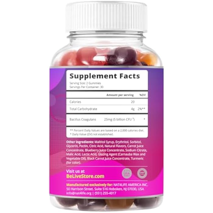 BeLive Probiotic Gummies - Probiotics with 5 Billion CFUs for Digestive Health, Men, Women & Kids - for Immune Support, Sugar Free & Vegan | 60 Ct – Blueberry, Strawberry & Orange - Image 2