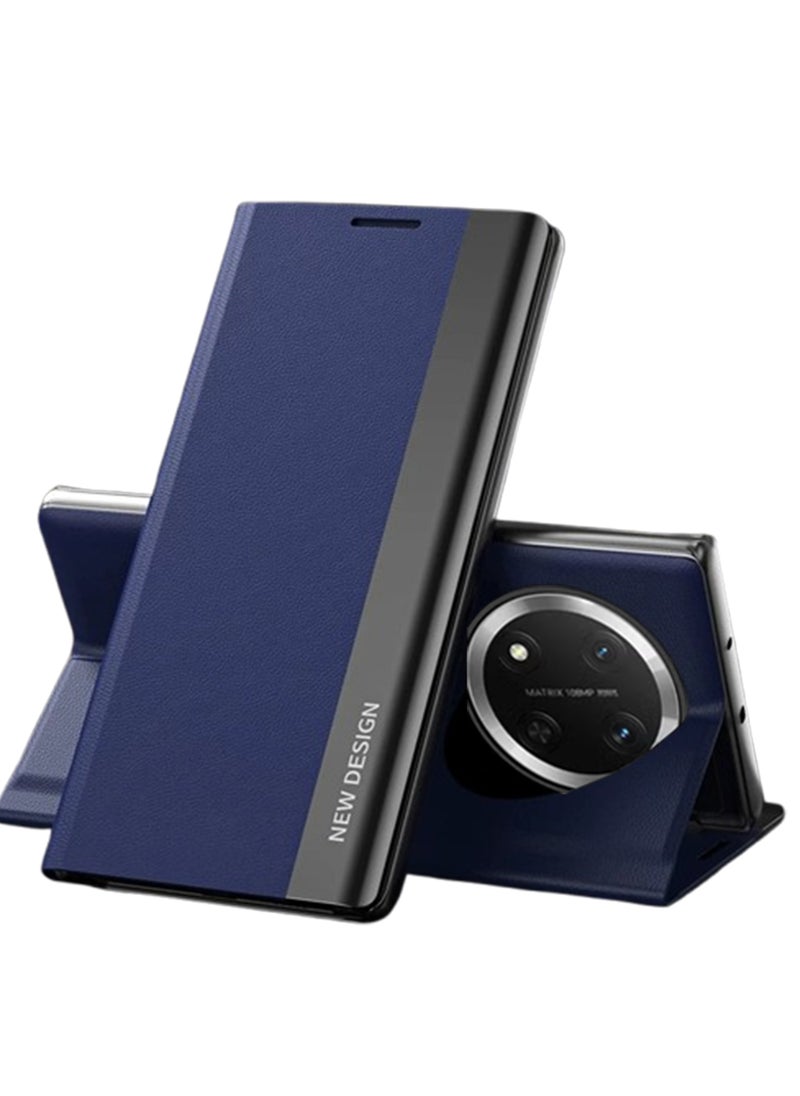 Youque Honor X9c Flip Case, Thin Slim TPU Leather with Stand, Full Body Protection Magnetic Stand Shockproof PU Leather Cover Business Cover, Blue  - Image 1