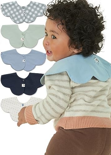 Konny Baby Bibs 5-Pack, 360​​° Rotate, New Year Gifts, Soft and Absorbent Bandana Drooling for Boys Girls baby Essentials(Set 2 - Mint, Navy, Blue Dot, Blue, Sage Gingham) - Image 1