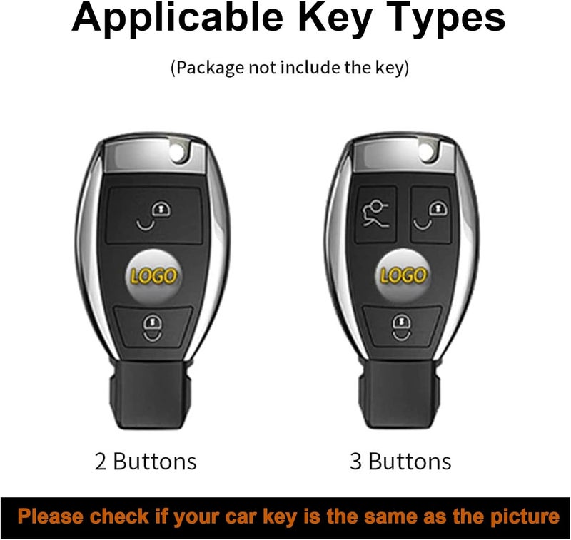 Koaudb Leather Car Key Fob Cover for Mercedes Benz with Red Stitches - 3 Buttons - Image 2