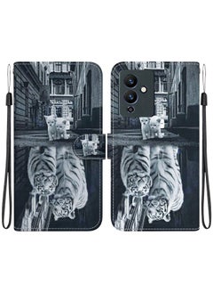 Case Cover For For Infinix Note 12 Pro 5G Crystal Texture Colored Drawing Leather Phone Case(Cat Tiger Reflection)
