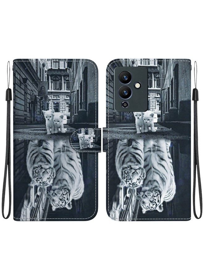 HuHa - Case Cover For For Infinix Note 12 Pro 5G Crystal Texture Colored Drawing Leather Phone Case(Cat Tiger Reflection) - Image 1