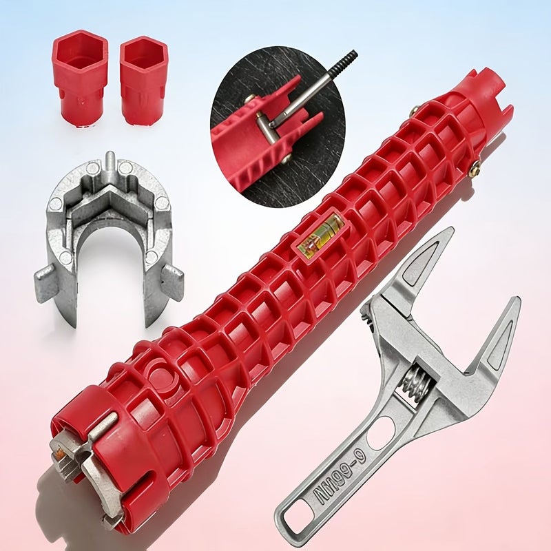 Heavy Duty Eight In One Sink Wrench With Bathroom Wrench Broken Bolt Extractor And Level Multifunctional Plumbing Tool For Installation And Repair - Image 2