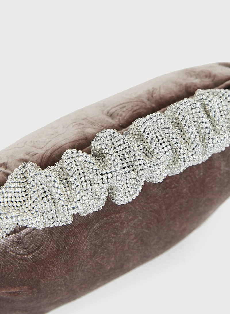 Khizana Diamante Ruched Handle Evening Bag