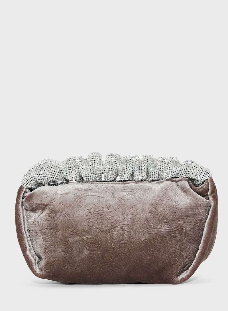 Khizana Diamante Ruched Handle Evening Bag